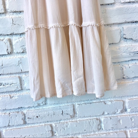 Xhilaration Cream Crochet Boho Midi High Neck - Picture 3 of 5